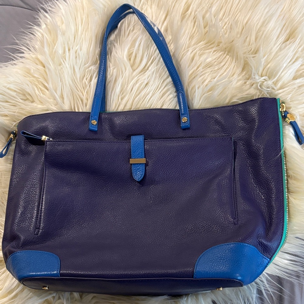 Tory Burch Chic Blue, Purple and Jade Green Women's Tote Bag